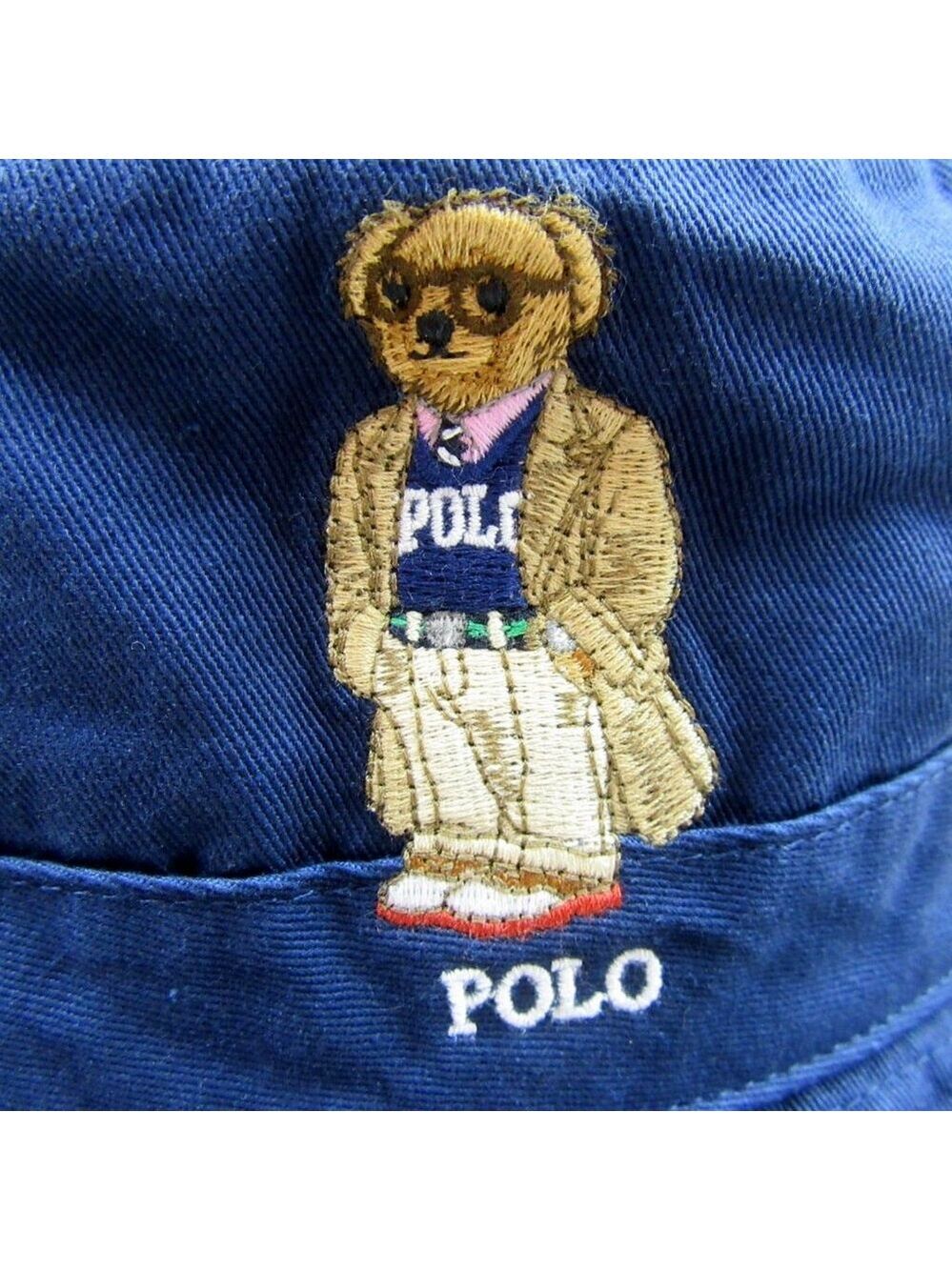 Polo Ralph Lauren Embroidered Bear Bucket Hat Adult Size L/XL Navy Blue NEW - Picture 3 of 13